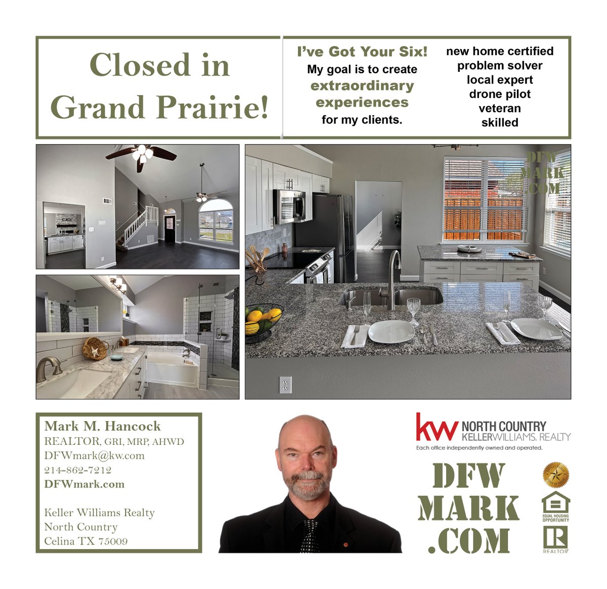 CollinRealty's tweet photo. Sold in Grand Prairie!

I've Got Your Six!

Mark M. Hancock, GRI, MRP, AHWD
REALTOR, New Build certified
214-862-7212 (call or text)
 DFWmark@kw.com
 https://t.co/ikhtZv4gcc

#DFWmark #REALTOR #GrandPrairie #TarrantCounty #seller #home #house https://t.co/kDypdJbS2c