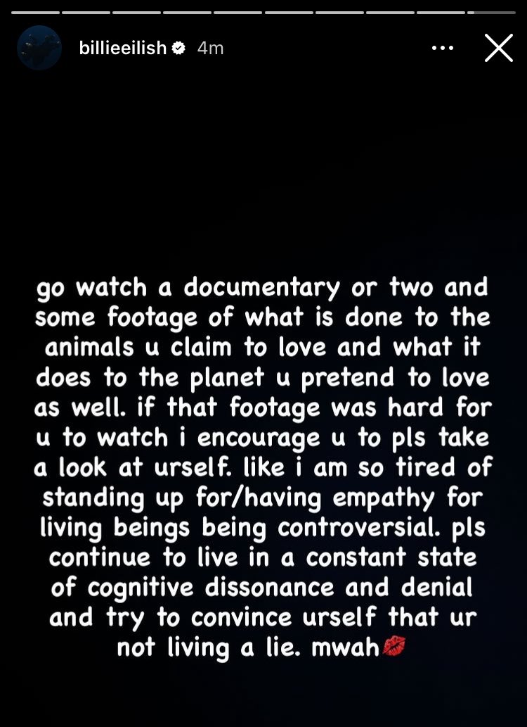 clocked all of yalls bullshit. billie my goat forever <3