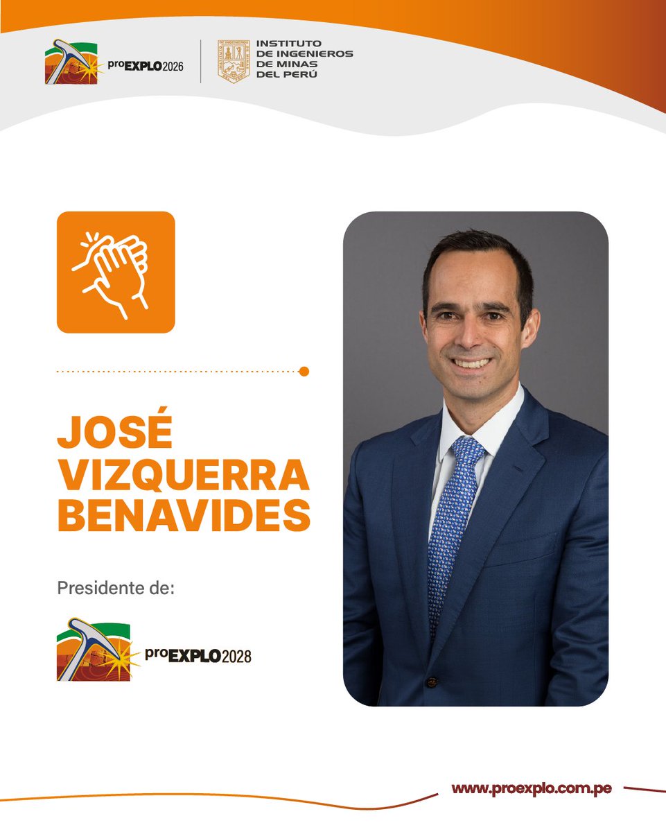 Pro_Explo's tweet photo. José Vizquerra Benavides asumirá la presidencia de #proEXPLO2028 🌎⛏️

El ingeniero Juan Carlos Ortiz destacó su experiencia y visión estratégica para seguir fortaleciendo el congreso de exploración minera más importante de Latinoamérica.

¡Nos vemos en #proEXPLO2028! 🙌 https://t.co/NBWOwolpI3