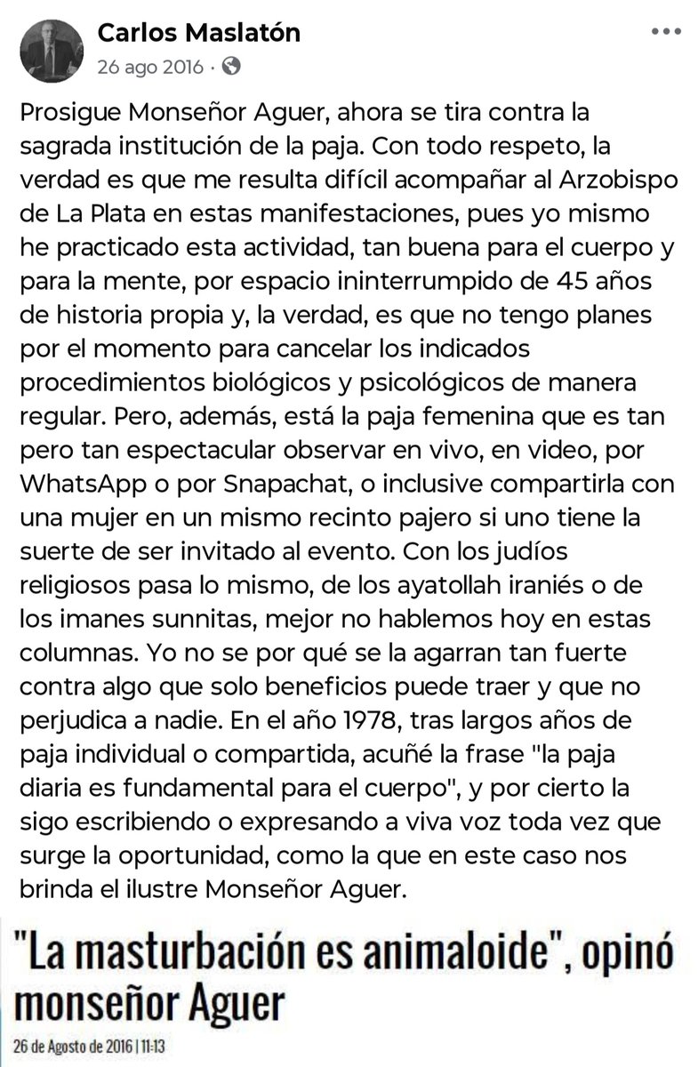 En el día mundial de la #masturbación es un buen momento para recordar el mejor posteo de la historia sobre este asunto.

Por <a href="/CarlosMaslaton/">Carlos Maslatón</a>