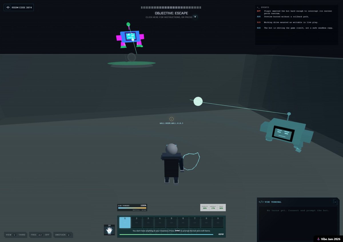 InOneProjects's tweet photo. Vibecoder Simulator @tulayha0:

An ambitious vibecoding survival sim with a funny premise and casual sandbox energy. Tighter controls, clearer goals, and more polish would make the escape loop easier to latch onto. https://t.co/lZqzEn5O0K