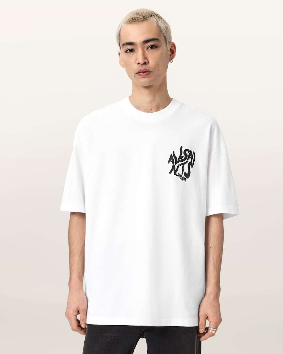 broadstcloset's tweet photo. Jamie Drysdale May 7, 2026: Allsaints Orlando Logo Print Oversized T-Shirt $99, Philadelphia 76ers Mitchell &amp; Ness Cream/Black Soul Festival Staggered Zag Pro Pinch Snapback Hat $35 https://t.co/Ycj8Um2idt