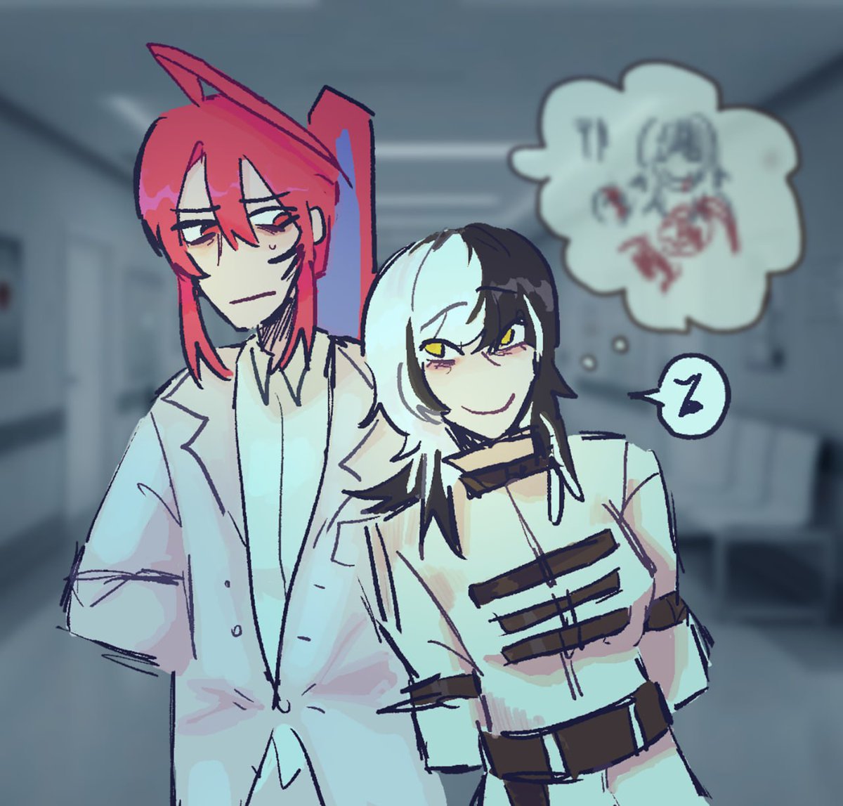 If we leave Advent with a "criminal" background, then I see Shiori as someone who avoided prison by feigning insanity. But they left her in the hospital because she really was insane, but not in the sense that she pretended to be in court.