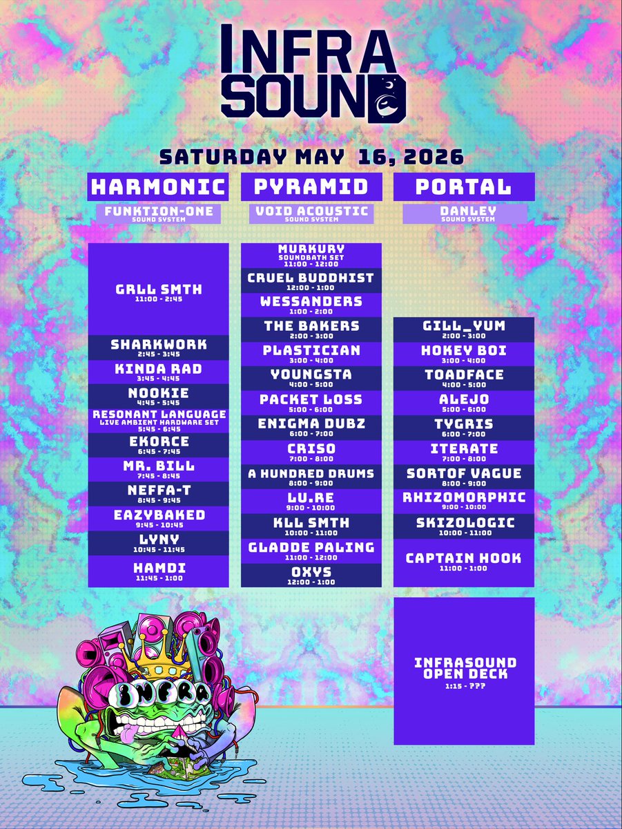 InfrasoundFest's tweet photo. Infrasound 2026 set times! https://t.co/nnmIs0BtqX