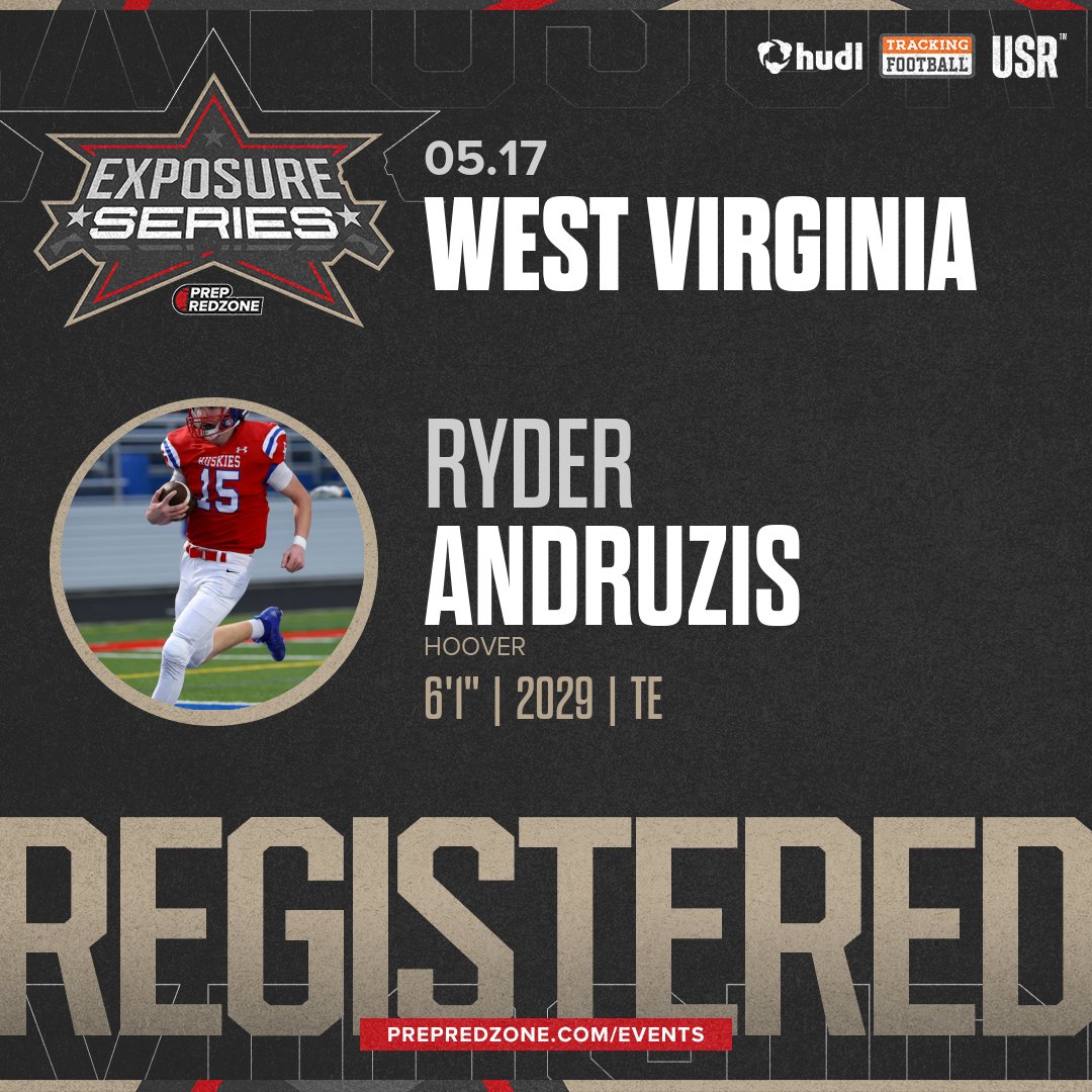 PrepRedzoneWV's tweet photo. Welcome Class of 2029 Ryder Andruzis of Hoover to the @PrepRedzoneWV Exposure Series Showcase on May 17th @ Citynet Center. 

🔥🏈 #PRZExposureSeriesWV 🏈🔥

Register NOW! 👇  https://t.co/PeWQt8wJNh https://t.co/z7sZgriPye