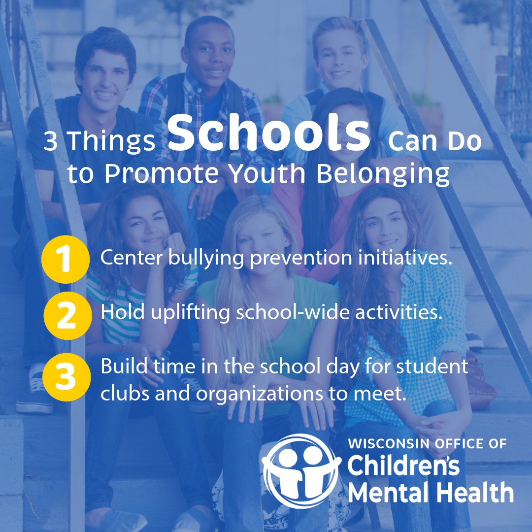 mcw_dsrh's tweet photo. Today is National #ChildrensMentalHealthAwarenessDay and Children's Mental Health Awareness Week here in WI. This year's theme is "Wired for Belonging." Check out the graphics below for tips on how to promote youth belonging. https://t.co/KW7pMUdNKg
