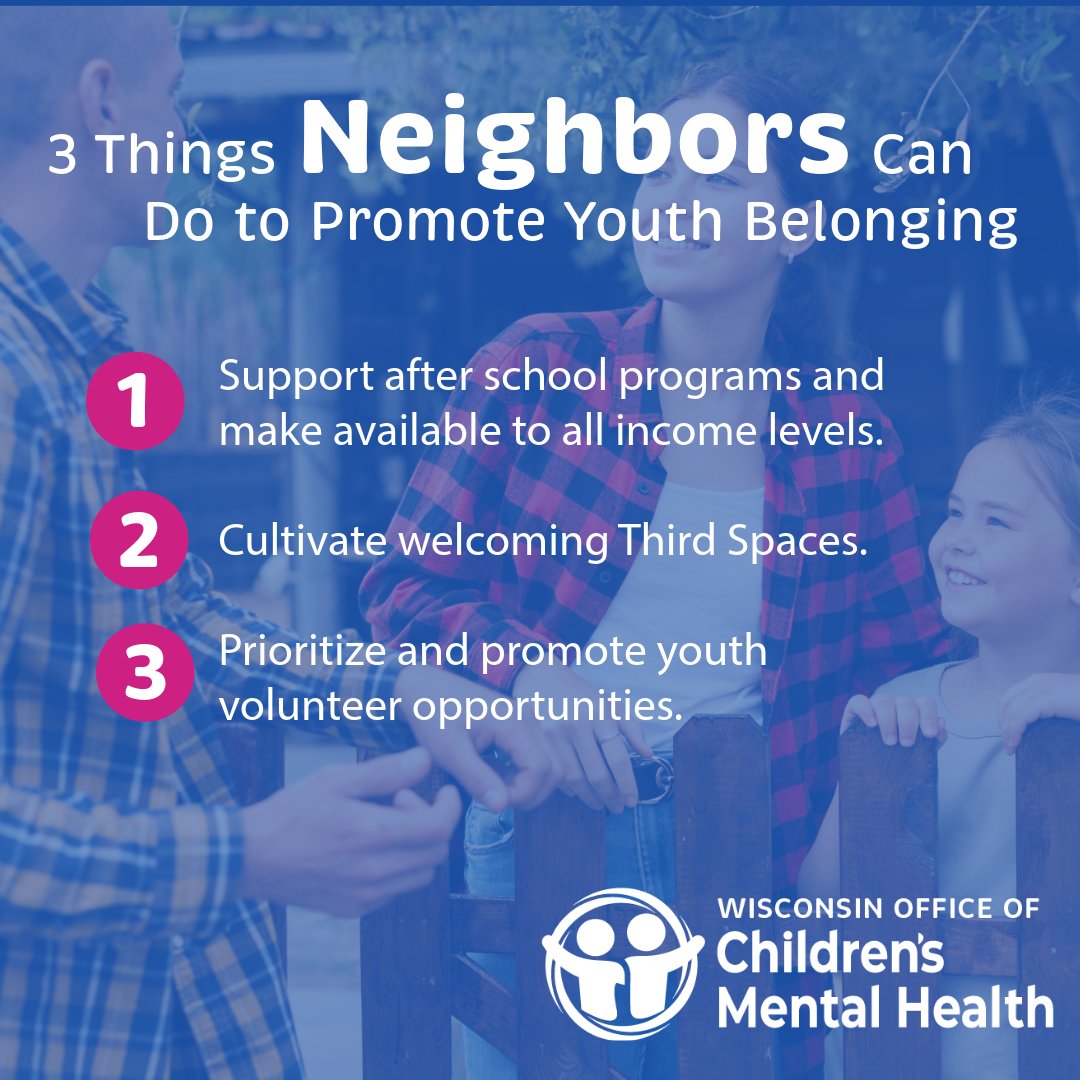 mcw_dsrh's tweet photo. Today is National #ChildrensMentalHealthAwarenessDay and Children's Mental Health Awareness Week here in WI. This year's theme is "Wired for Belonging." Check out the graphics below for tips on how to promote youth belonging. https://t.co/KW7pMUdNKg