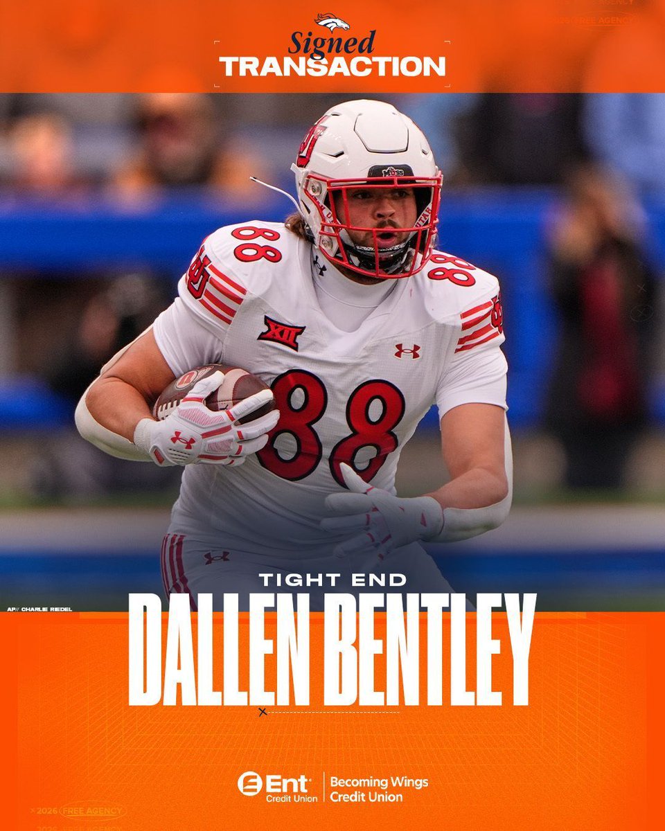 Broncos's tweet photo. TE Dallen Bentley has signed his rookie contract. 
 
Let's get to work! 
 
📰 » https://t.co/l6rqLxhni5 https://t.co/1Ddn1rQ76U