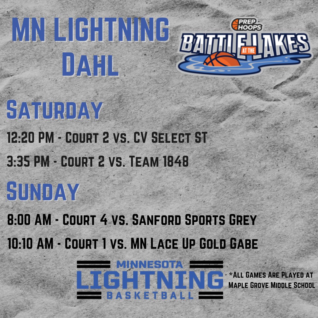 MNLightningAAU's tweet photo. 17u-Dahl Prep Hoops Battle at the Lakes Schedule for this weekend https://t.co/7MKLHuy66C