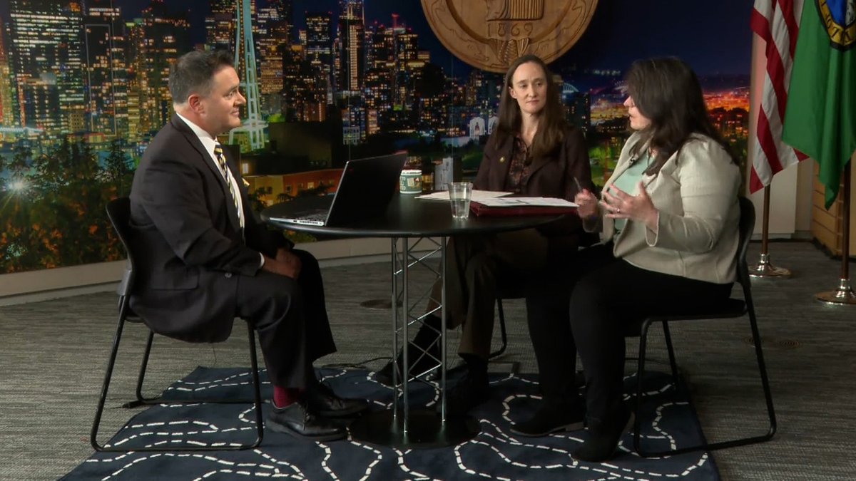 SeattleChannel's tweet photo. .@MayorofSeattle &amp; Budget Director outlined state of @CityofSeattle’s budget, explaining the financial landscape, how the city arrived here, &amp; the key decisions ahead. Moderated by @callananseattle, the discussion includes questions submitted by public: https://t.co/IZX2oKWNsS https://t.co/gq4RPa3Li6