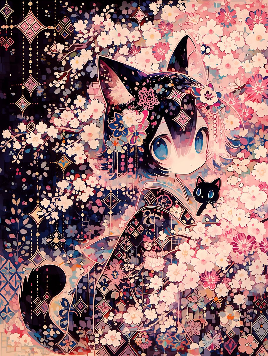 ひこにゃんさん、ご趣味の ダイヤモンドアートに 私のAIイラスト作品を