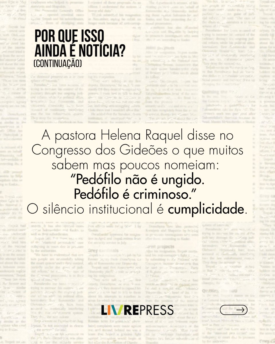 LivrePressInc's tweet photo. 14 milhões de visualizações com uma pastora falando do abuso dentro da igreja.

Não ficamos surpresas. Ficamos mais determinadas.

Artigo novo no @Substack: esse momento revela o que ainda existe sobre o silêncio — e os livros que existem para quebrá-lo.

https://t.co/ISuxzhZiWZ https://t.co/JHhciU0Z91