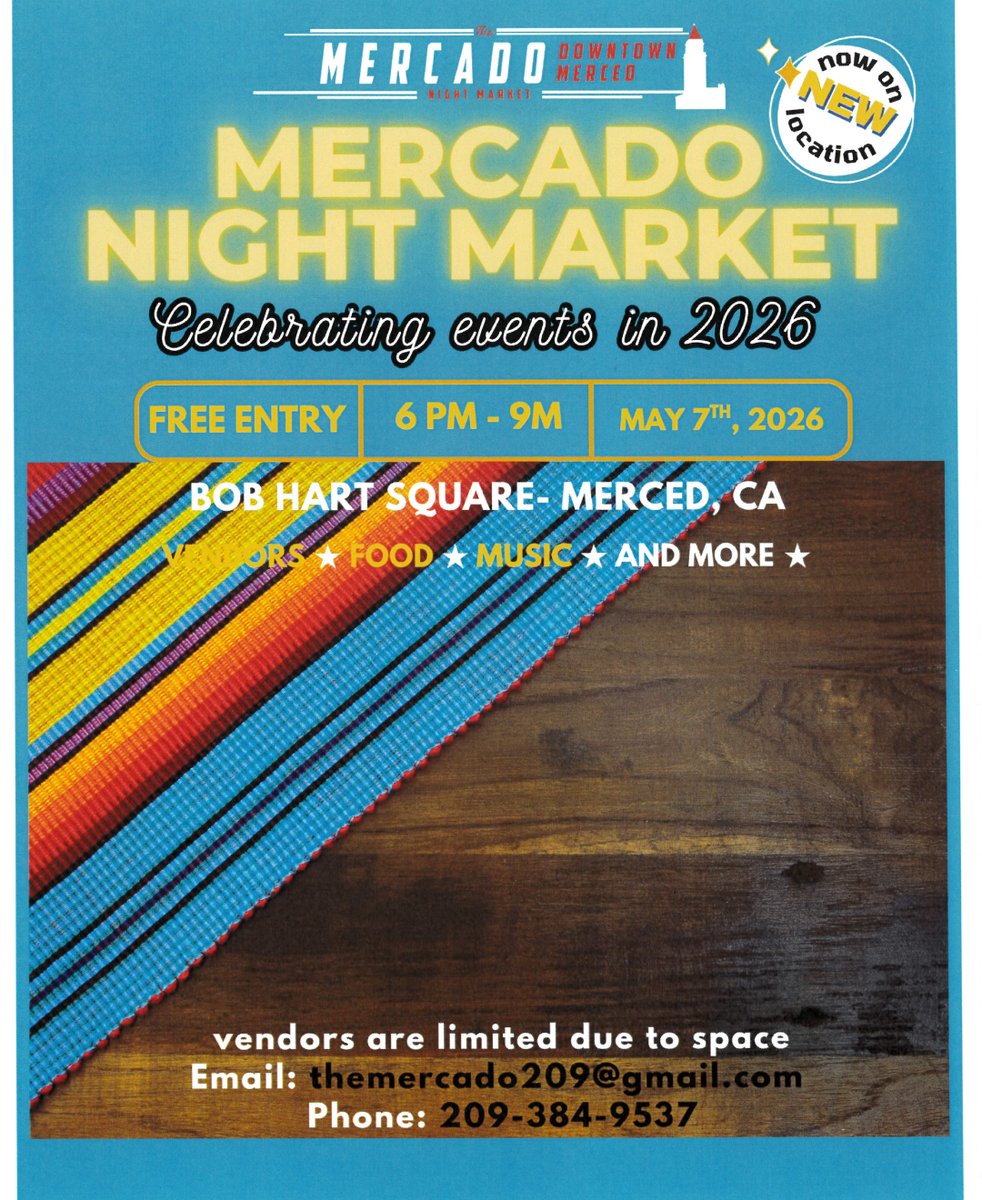 mercedthebus's tweet photo. Stop by The Bus booth at Mercado Night TONIGHT from 6PM–9PM at Bob Hart Square on Main Street in Merced! 🚌✨

Grab some swag, learn about public transit, and see how easy it is to get around Merced County while saving money and helping the environment.

#ridethebus #mercadonight https://t.co/zdjPL2Jy2l