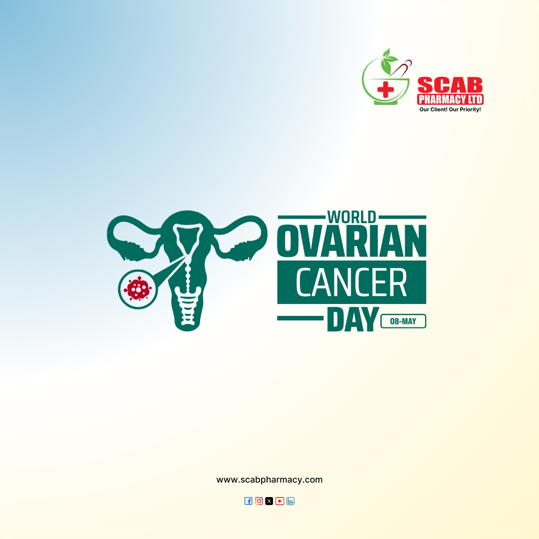 scabpharmacy's tweet photo. On World Ovarian Cancer Day 2026, let's raise awareness that early detection saves lives. The theme “No Woman Left Behind” urges global action for equal access to screening and treatment. Know the symptoms and support every woman’s health.

#WorldOvarianCancerDay #SCABPharmacy https://t.co/1LXuxyClSQ