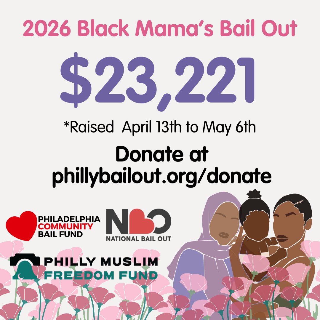 Phillybailout's tweet photo. We made an error in our previous tally. We are now at $23,221 raised to #freeblackmamas!!! A HUGE thank you to all who have supported! We are extending our fundraiser to June 30th to help power bail outs that will occur through July 3rd! You can donate at https://t.co/nuTmgwINBO https://t.co/E1oq0p3g1K