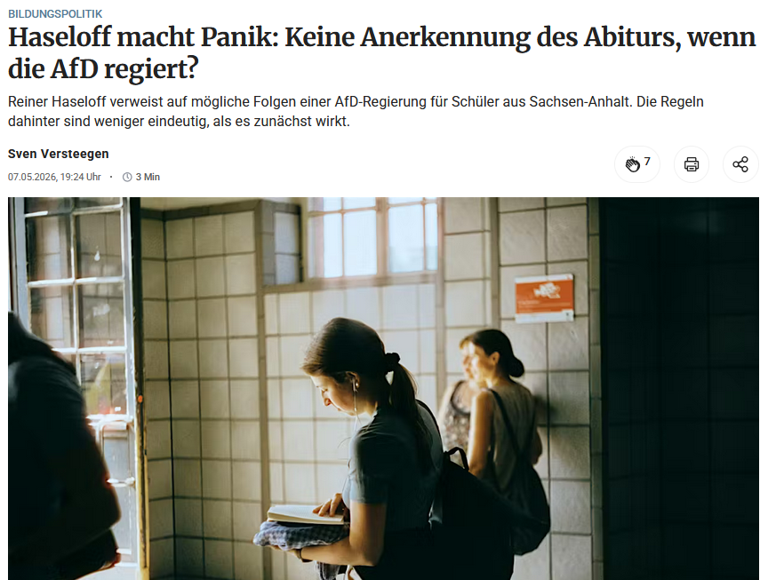 Reiner Haseloff, der ehemalige Ministerpräsident von Sachsen-Anhalt, befindet sich schon seit Längerem auf einem Feldzug gegen die AfD, der zu einer manischen Obsession geworden ist.
Sein neuester Ausfall ist die völlig aus der Luft gegriffene Behauptung, das
