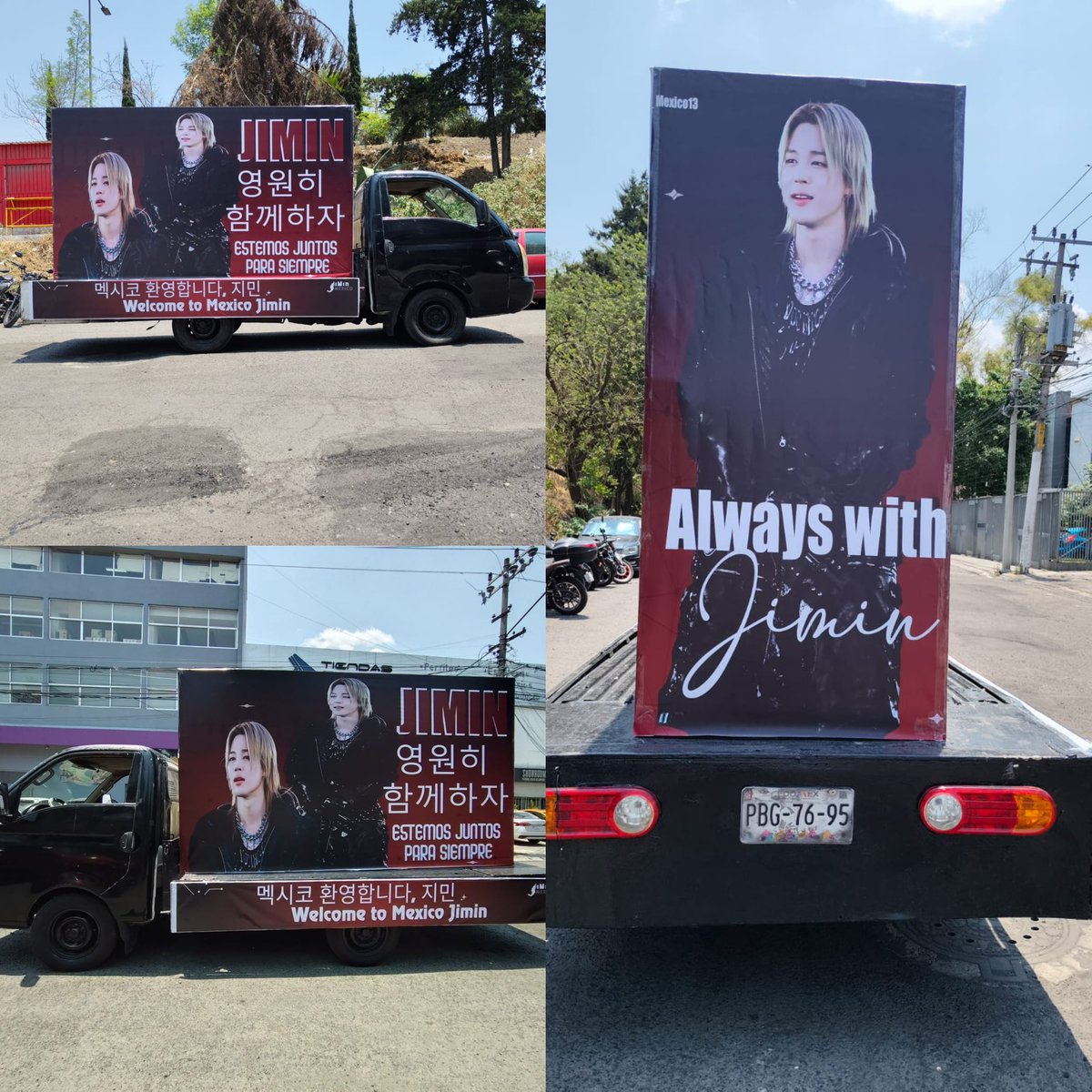 Mexican fans prepared a billboard truck for Jimin! 🇲🇽✨ 

It can be seen around the stadium area! 

A huge thank you to all the fans for this beautiful and heartfelt support!