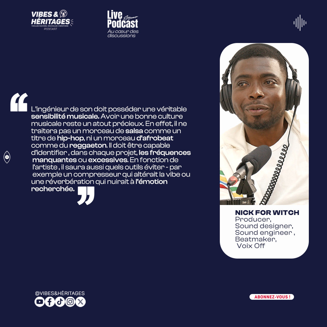 <a href="/Bkgnickforwitch/">nickforwitch booking</a> : L’ingénieur du son doit posséder une véritable sensibilité musicale. Avoir une bonne culture musicale reste un atout précieux. En effet, il ne traitera pas un morceau de salsa comme un titre de hip-hop, ni un morceau d’Afrobeat comme du reggaeton. 

La suite 👇🏿