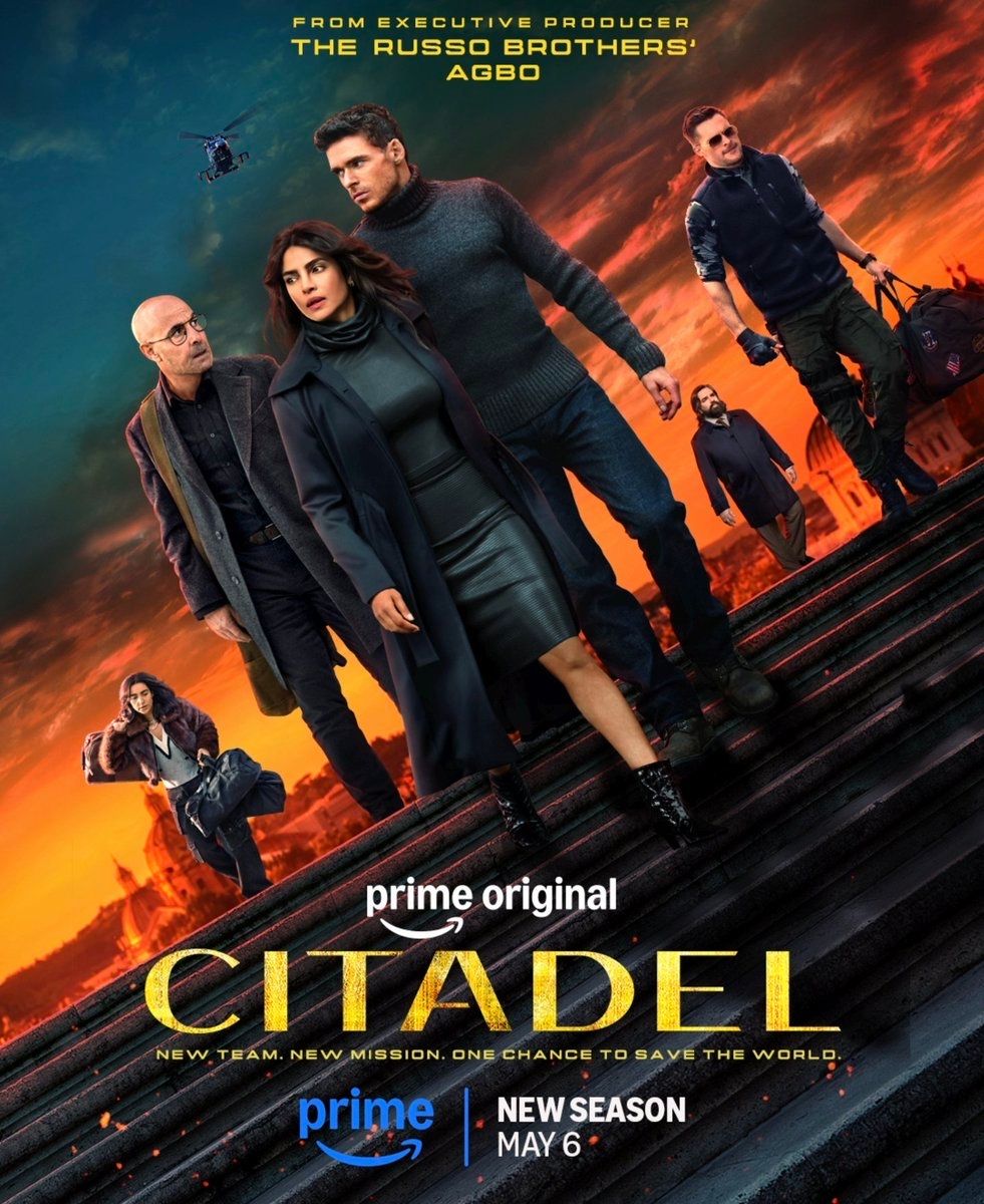 theshahshahid's tweet photo. So the campiness of #Citadel continues into S2. 

#StanleyTucci’s intro recap feels like those 60s British spy thrillers, both the intensity of the features &amp; silliness of the TV shows. 

It’s one of the things I love about this series. It doesn’t take itself (too) seriously. https://t.co/09yC2CpThN