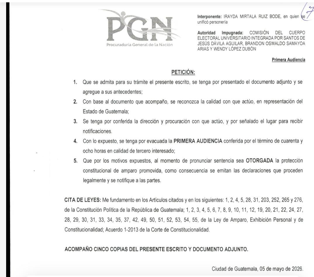 PrensaComunitar's tweet photo. PGN y Contraloría piden anular la reelección ilegal de Walter Mazariegos.

Ambas entidades se sumaron al amparo provisional dado a electores y pidieron que se otorgue en definitiva, lo que implicaría anular el fraude de Mazariegos en la #USAC. https://t.co/C8xfqQ2p9f