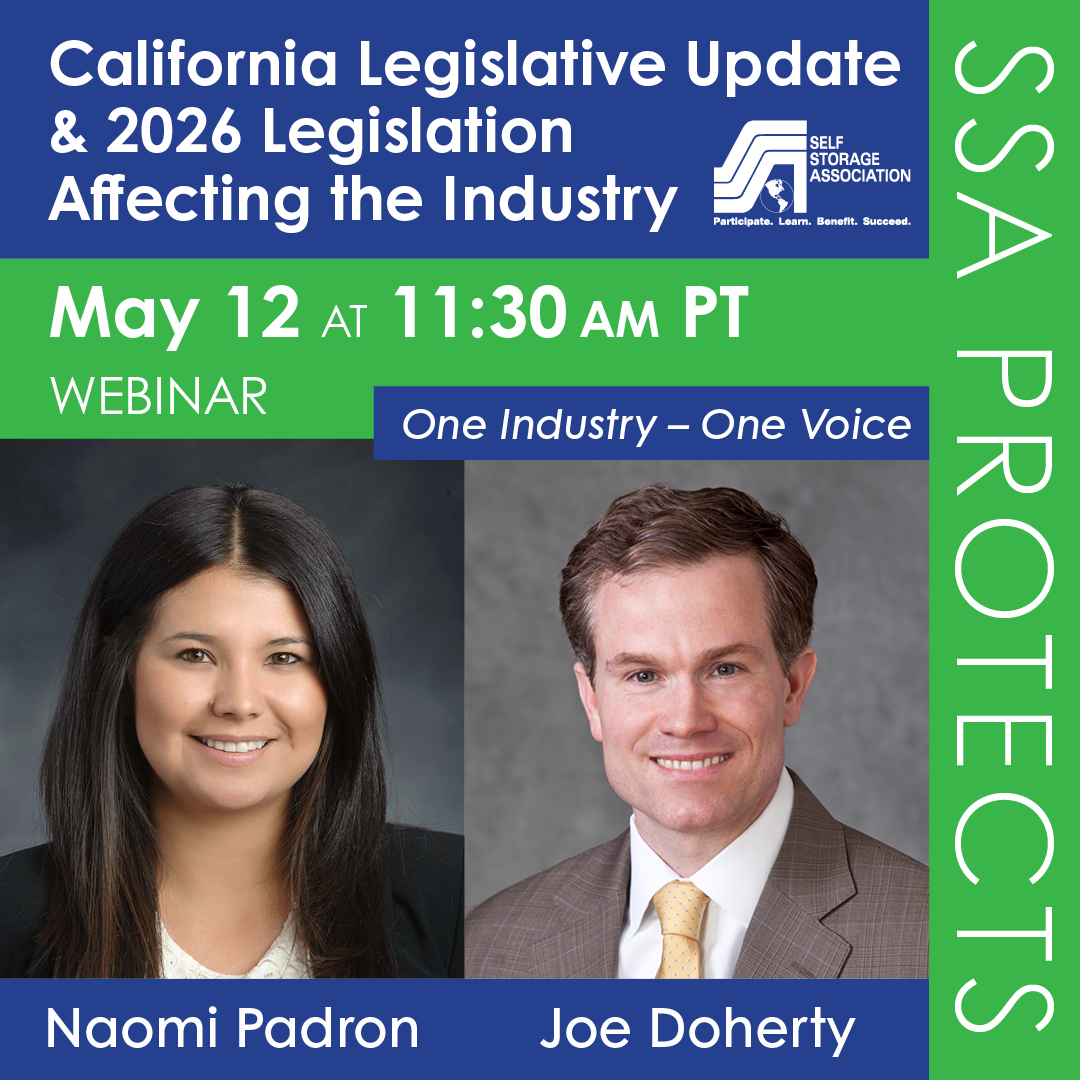 SelfStorageAssn's tweet photo. If you operate in California, you don't want to miss SSA's special edition California Legislative Update live webinar. Register here:
https://t.co/cFfAsdRAnp

#californiaselfstorage #selfstorageassociation https://t.co/BJjKxsqobQ