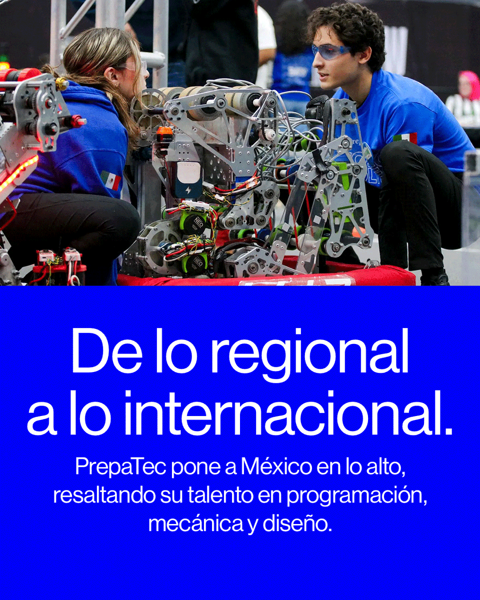 PrepaTec's tweet photo. Estudiantes de PrepaTec representaron a México 🇲🇽 en #Houston en el #mundial de robótica #FIRSTRobotics Competition, demostrando que la innovación, la disciplina y el trabajo en equipo comienzan desde las aulas 🔥 

¡Estamos orgullosos de ustedes! https://t.co/HvtsFbINK7