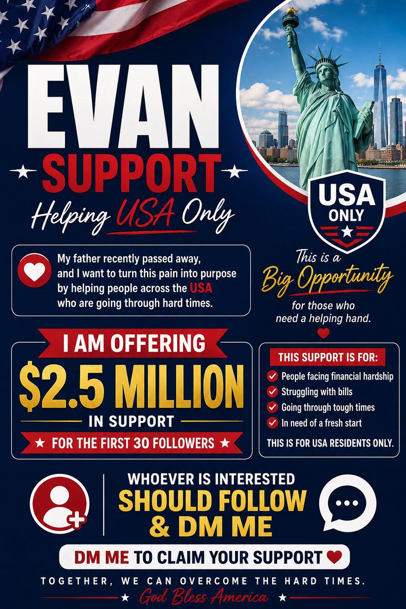 christanawesson's tweet photo. Helping people across the USA in memory of my late father ❤️
First 30 followers to DM may receive support up to $2.5 million. USA only. https://t.co/E5iCE6veue