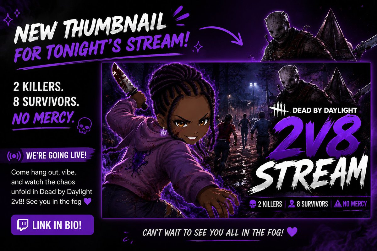 Purpilicous13's tweet photo. No more surviving… tonight I’m hunting survivors down as the KILLER 👀🔥 Expect crazy chases, jump scares, funny moments, and absolute madness throughout the stream. Love &amp; Kisses 😘 #DeadByDaylight #DBD #2v8 #HorrorGaming #LiveStream #Gaming #YouTubeGaming https://t.co/idX7Upm6NO