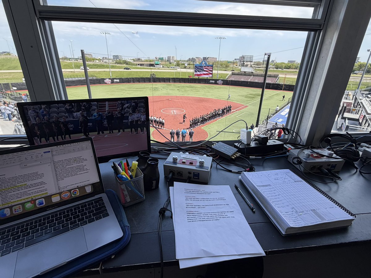 evstockton's tweet photo. We’re ready for a full weekend of the @BIGEAST softball tournament in Chicago! 

Come join @BreaLassek and I on @ESPNPlus all weekend long as the best softball teams in the Big East battle to crown their latest champion 🥎 https://t.co/Sroxzal5u9