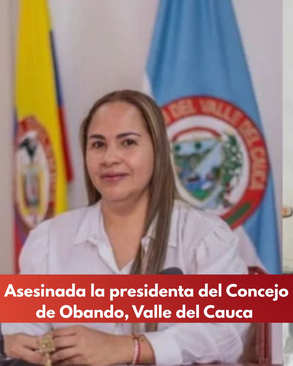 ZenuZC's tweet photo. #Nacional Indignación en Valle del Cauca por el asesinato de la presidenta del Concejo de Obando, Milleidy Villada, este jueves 7 de mayo. Las primeras informaciones indican que la mujer fue atacada por sicarios cuando se movilizaba en un vehículo hacia La Victoria.
📷 @lafm https://t.co/wTRVK5PWed