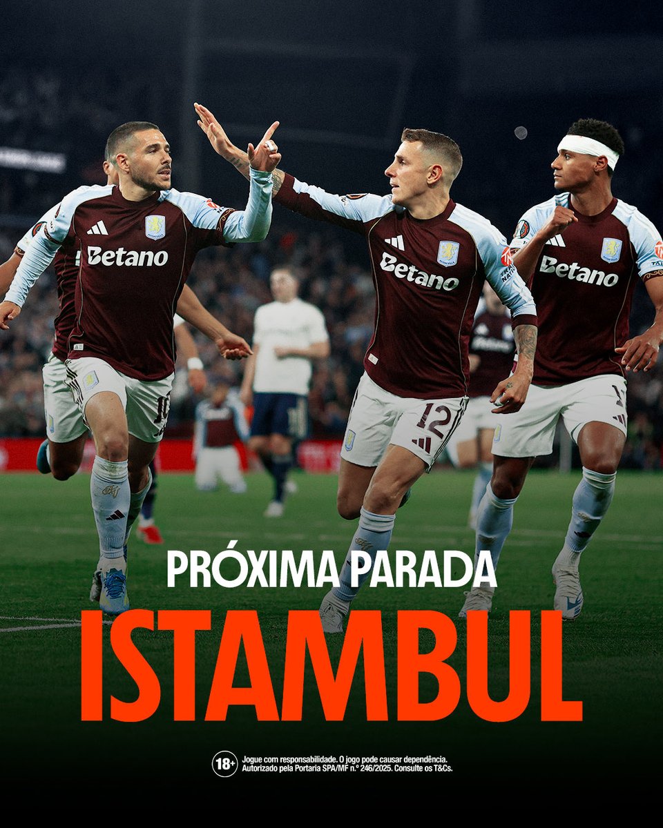 Betano_BR's tweet photo. Finalistas!
O Aston Villa goleou o Nottingham Forest e carimbou o passaporte rumo à final da Europa League. Vai ser no dia 20, contra o Freiburg. Jogão, né? 🏆
#Confia #Betano #UELBracket https://t.co/xQj3FKuaQ4