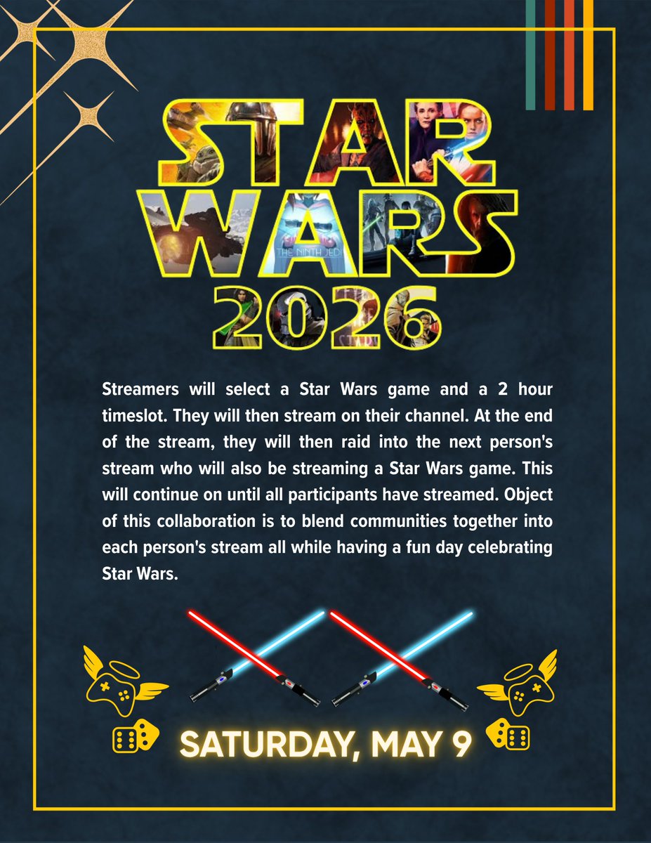 ExtraLifeAtl's tweet photo. โ๏ธ STAR WARS STREAM MARATHON. May the Force Give.
This Saturday: a full-day raid train where streamers pass the Force from channel to channel. ๐ฎ
2-hour slots. Nonstop action. One mission: help kids.
Join in. Watch. Donate. Be part of it.
#ExtraLifeATL #StarWars #GamingForGood https://t.co/1Ian285gSs