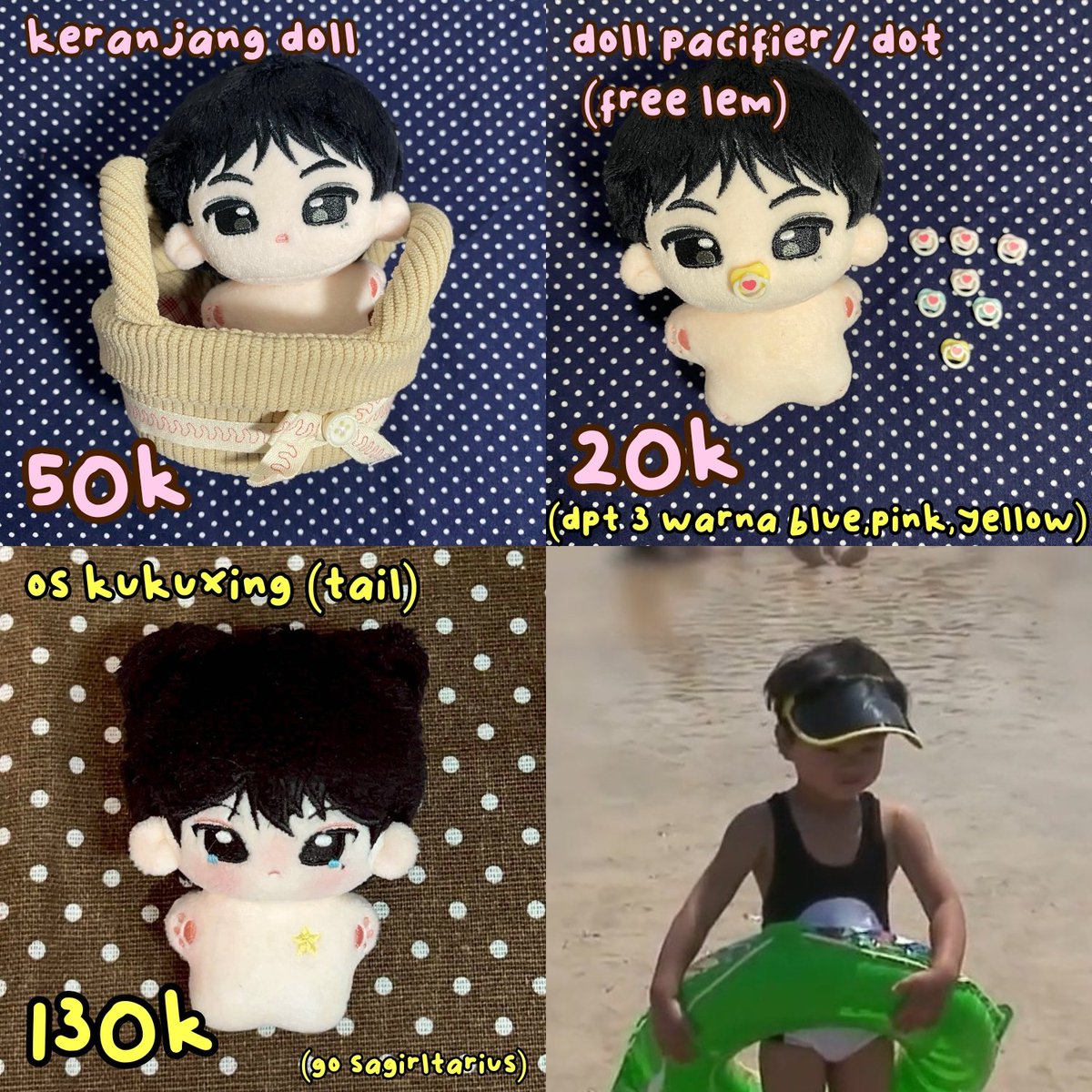 help rt ! 
wts | want to sell ina
 
⭐ keranjang &amp; pacifier / dot / empeng doll accessories 
⭐ opslot wto kukuxing with tail (exc ems tax, pack)

💰 price in pict  
❌ exc adm ✅ inc pack (untuk background navy)
📍 bekasi
🍊 full co/ keep event/ splitpay / cicilan