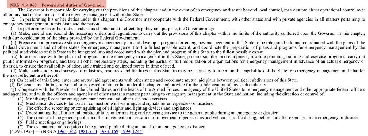 Gunz_go_boom's tweet photo. 🛎️ NEVADA

Friendly reminder #nvleg NEVER amended #NRS414 w actual 🕰️ limited🚨declarations.

#KingBaby #Sisollini kept his “temporary emergency” rolling 3/12/20 👉🏻 5/20/22 - 26 months‼️

In Nevada, “🚨 powers” expire whenever the gov finally gets bored w ‘em.

I remember. 
 
1/2 https://t.co/2yADM7LnoP