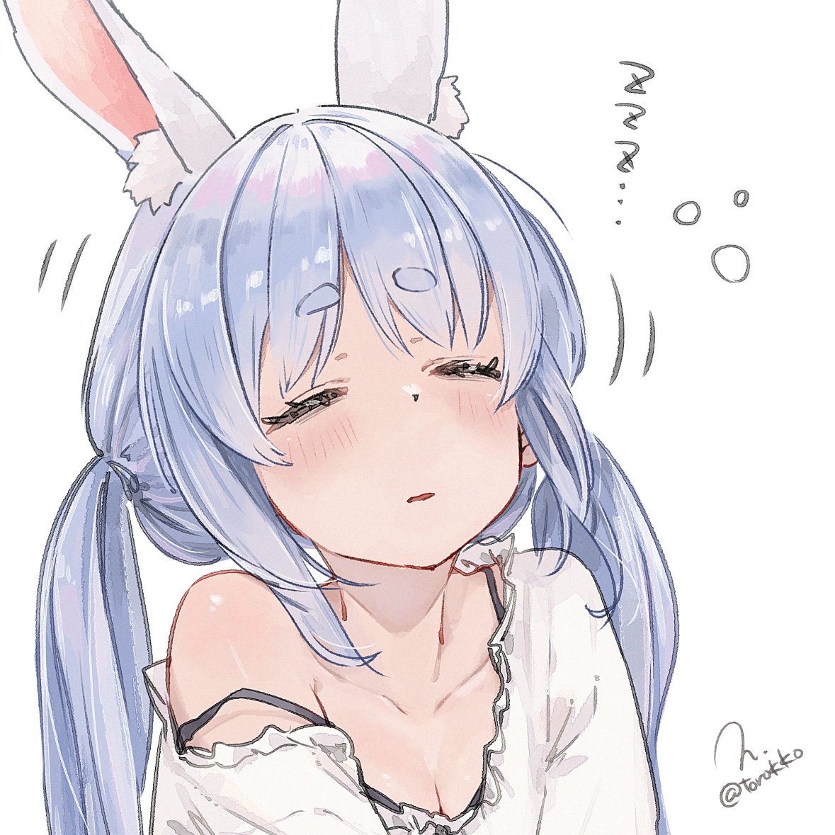 兎田ぺこら 「おはようございます 今日も20時頃イラスト投稿します あと、なかなか起きないぺこ」|にしやまひろしのイラスト