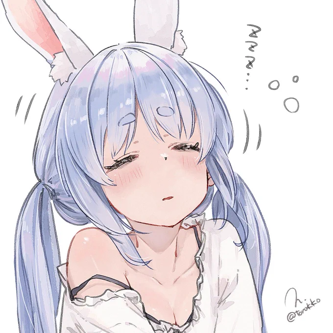 おはようございます 今日も20時頃イラスト投稿します あと、なかなか起きないぺこちゃん