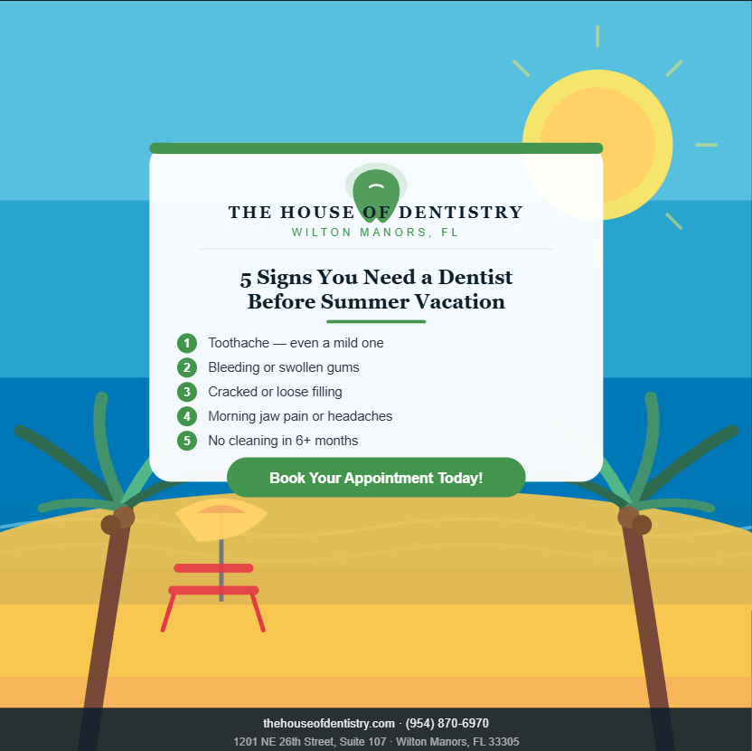 HouseofDental's tweet photo. ✈️ Planning a summer vacation?

Here are 5 dental warning signs you should NOT ignore before you leave town 🧵👇 https://t.co/J8RZwBLPJM