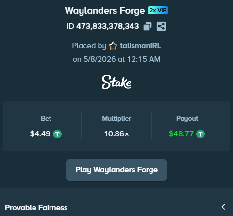 bitla3z's tweet photo. Waylander BOOM again for me. @ValkyrieXStudio 
I had only $10 left and I ran it with the best provider on @Stake 
Thank you https://t.co/XxAsYs321H