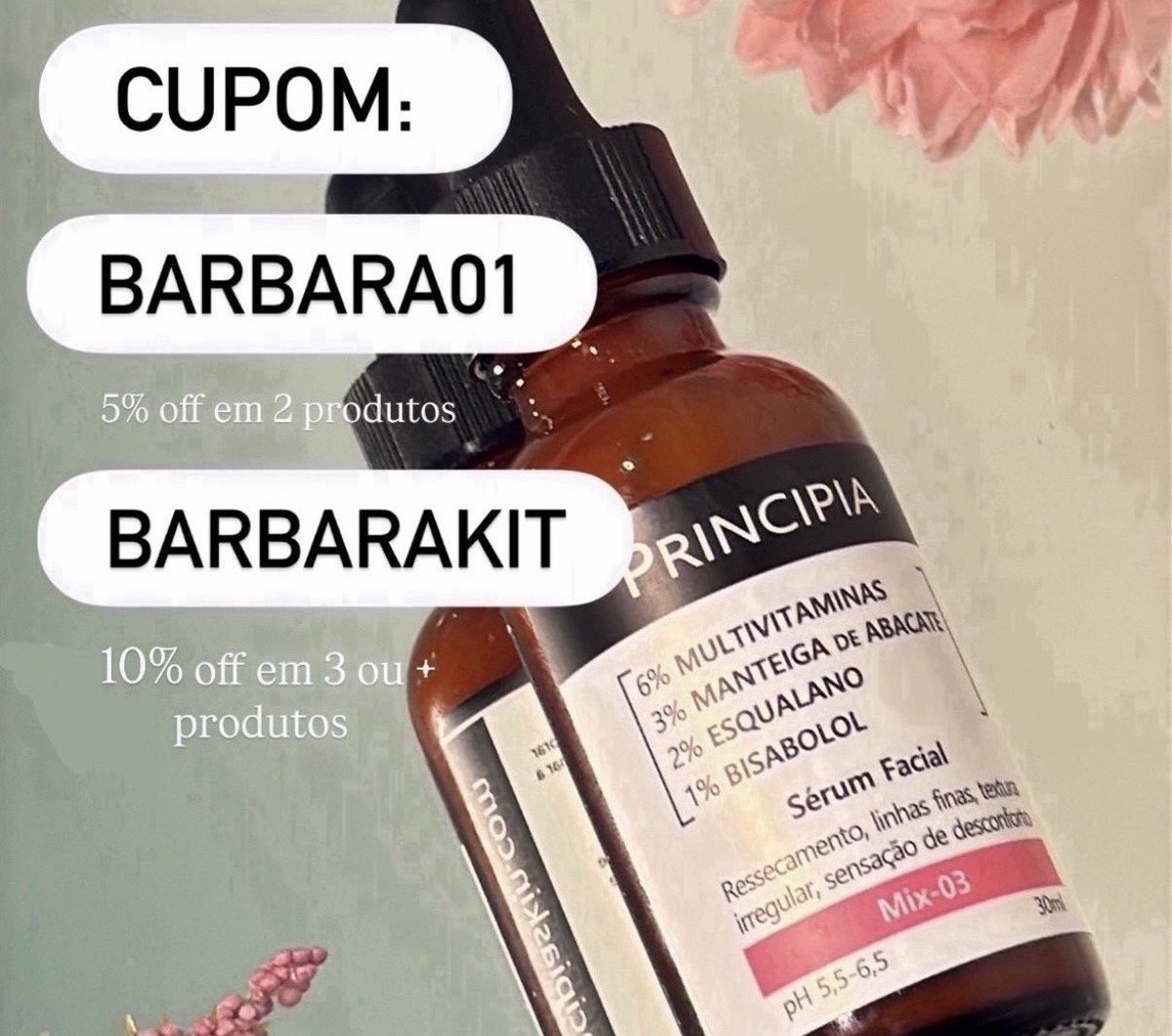 bapirani's tweet photo. Cupom Principia 2026: BARBARA01 ou BARBARAKIT 🖤
Use o cupom da influenciadora para desconto exclusivo na Principia! 🧴
➡️ BARBARA01 (Acima de 2 produtos)
➡️ BARBARAKIT (Kits com 3+ produtos)
Código ativo e verificado em 2026 para todo Site.
#principia #cupomprincipia https://t.co/htIXfse5DS
