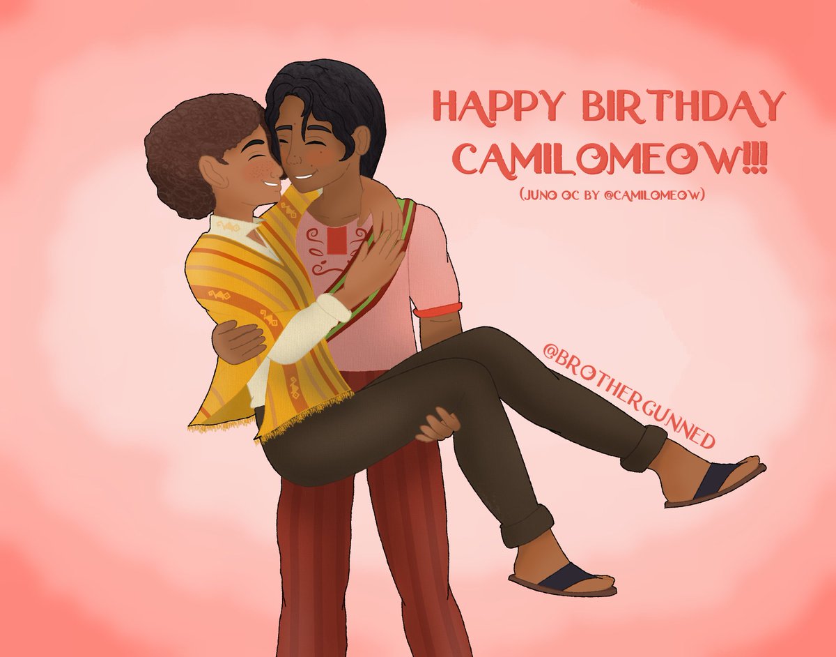 Brothergunned's tweet photo. Happy birthday to Camilomeow!!!! I drew this for his birthday! I hope you love it Camiloomf!!!!
Also because Camijuno is peak af :3
#encanto #camilomadrigal #encantofanart #encantooc https://t.co/yX8ApeptLA