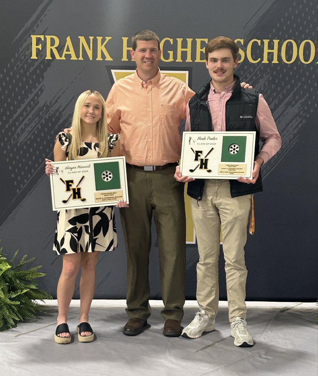 CoachVaughan24's tweet photo. These two have played a lot golf for me the last 4 years. Glad I could honor their commitment to our program and school with plaques from Five to Nine Laser Works @OrgainJeff https://t.co/X4Rhp8D5Yh