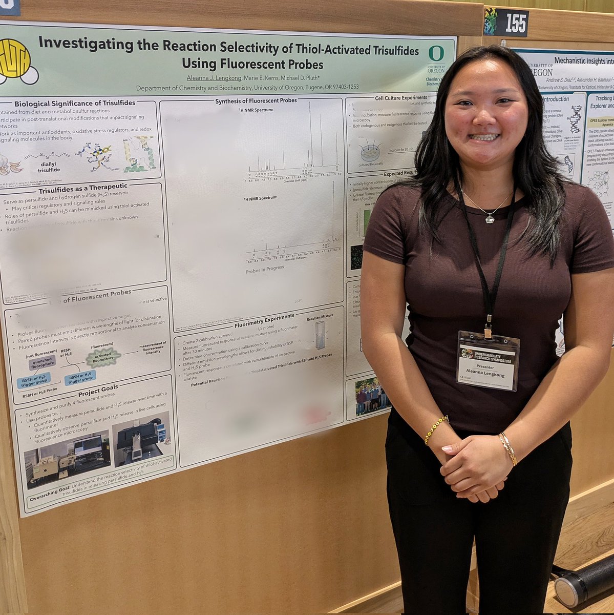 PluthGroup's tweet photo. Posters from 3 of our outstanding undergrads at the UO Undergraduate Research Symposium today! Great job Addison, Christopher, &amp; Aleanna! https://t.co/E4ssRKuAA9
