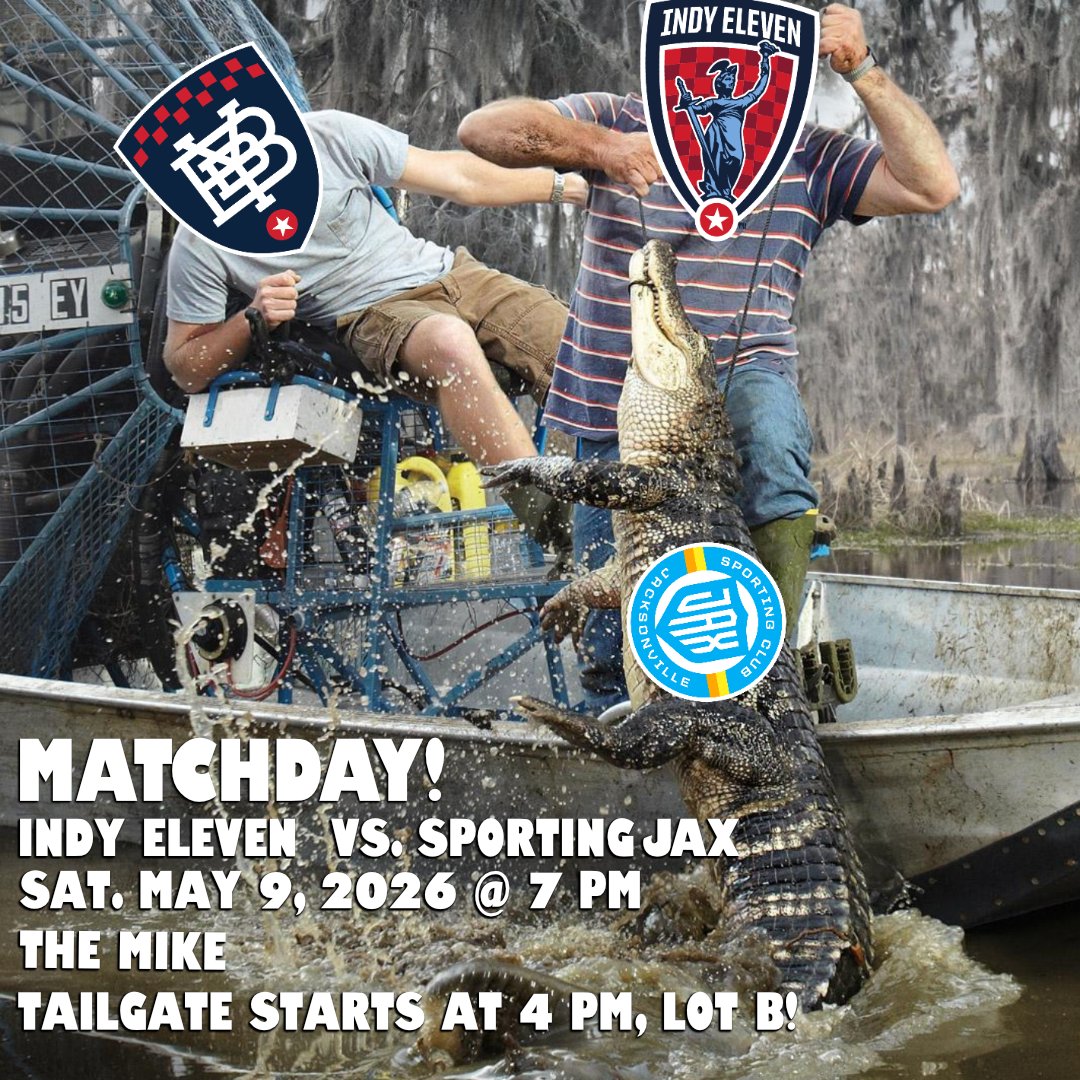The_BYB's tweet photo. This weekend, @indyeleven takes on @sporting_jax at home! Let's wrassle this gator and bring in 3 points! Kick at 7PM, Tailgate at 4PM in the usual Lot B! Tell your friends, tell your family,! We'll see you then! #IndyForever #IXITID https://t.co/49kMs62yAK