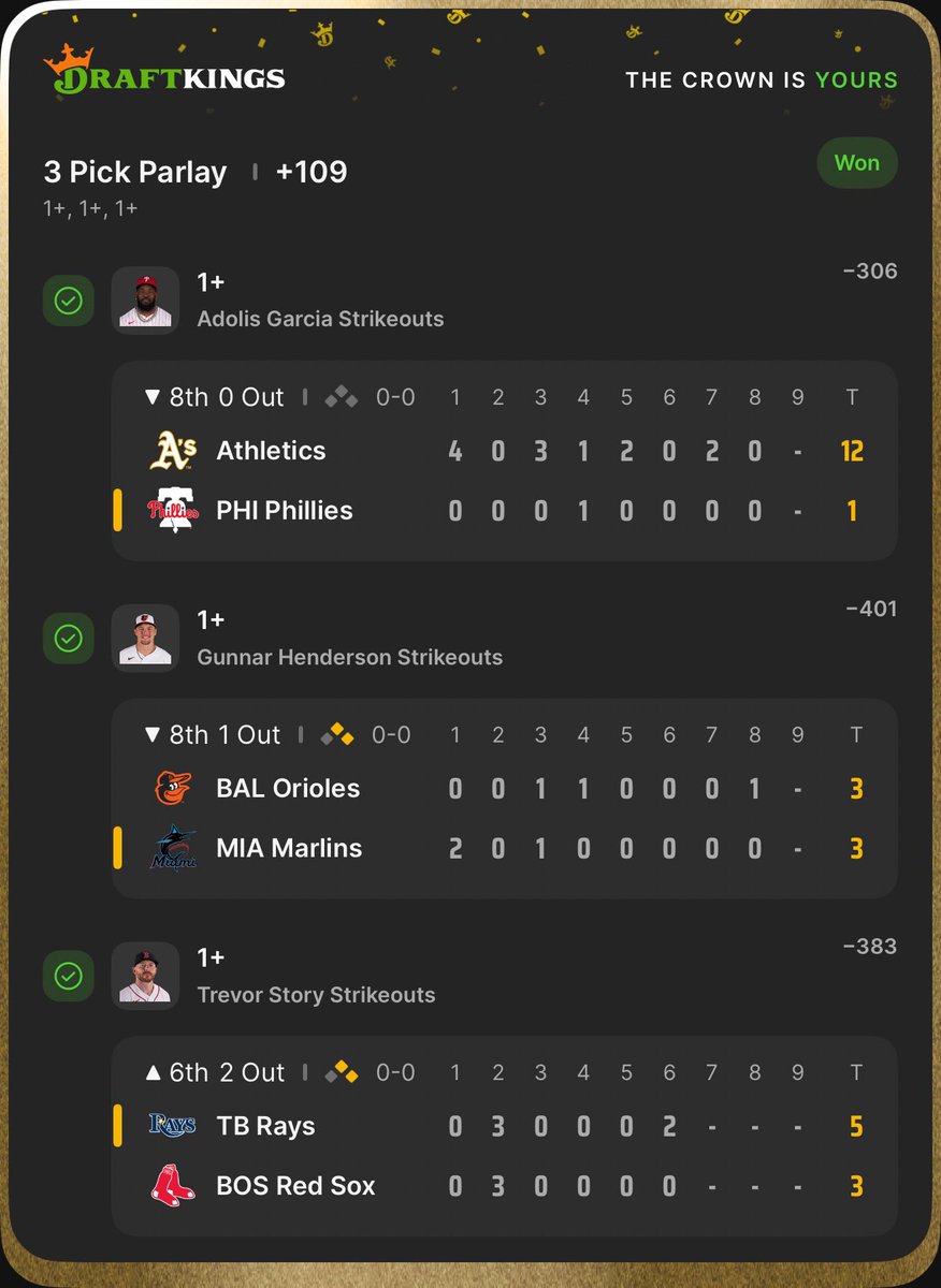 Tiki_Bets54's tweet photo. Bannnnnmmng!!!! We just cashed both of the main #MLB strikeout plays! Want the plays?!?!? Join the discord! Link in bio. https://t.co/KLOaQCkyTw