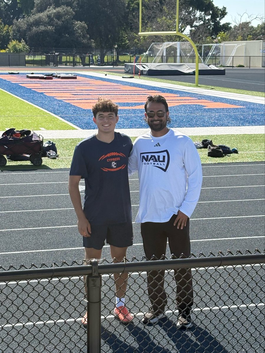 PeterBatsaras's tweet photo. Grateful to receive my second D1 full ride Scholarship. Thank you Northern Arizona University! Grateful to God for every opportunity. 
Thank you @Coach_AAnand for visiting me!

@Chris_Sailer @CSKRECRUITING @NextLevelKick1 @coachcobes @jc_kicks17 @Coach_JMWard @ThePuntFactory @RenKokScouting @obi1_39