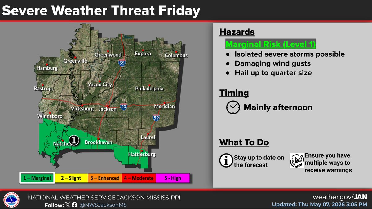 There is a marginal risk for severe storms south of I-20 over the next ...