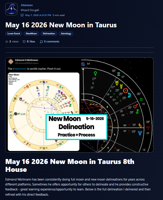 Dougallv3's tweet photo. New blog just released 🧙‍♂️

Refined delineation for the upcoming New Moon in Taurus + my full process of how I gathered the info and created it

Based on the learning opportunity/feedback from Edmond’s post: 
https://t.co/QUg8q44mBR https://t.co/sD8gsKuhp2