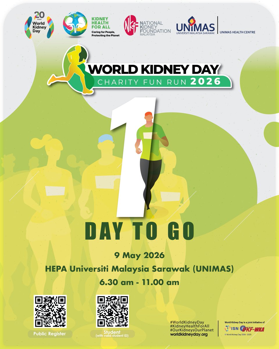 nkfmy's tweet photo. 𝟭 𝗠𝗼𝗿𝗲 𝗗𝗮𝘆 .... 
Tomorrow is D-DAY- come with good spirits and cheer and run toward a good cause. See you tomorrow at HEPA UNIMAS! @UNIMASofficial https://t.co/At3si1A5hM