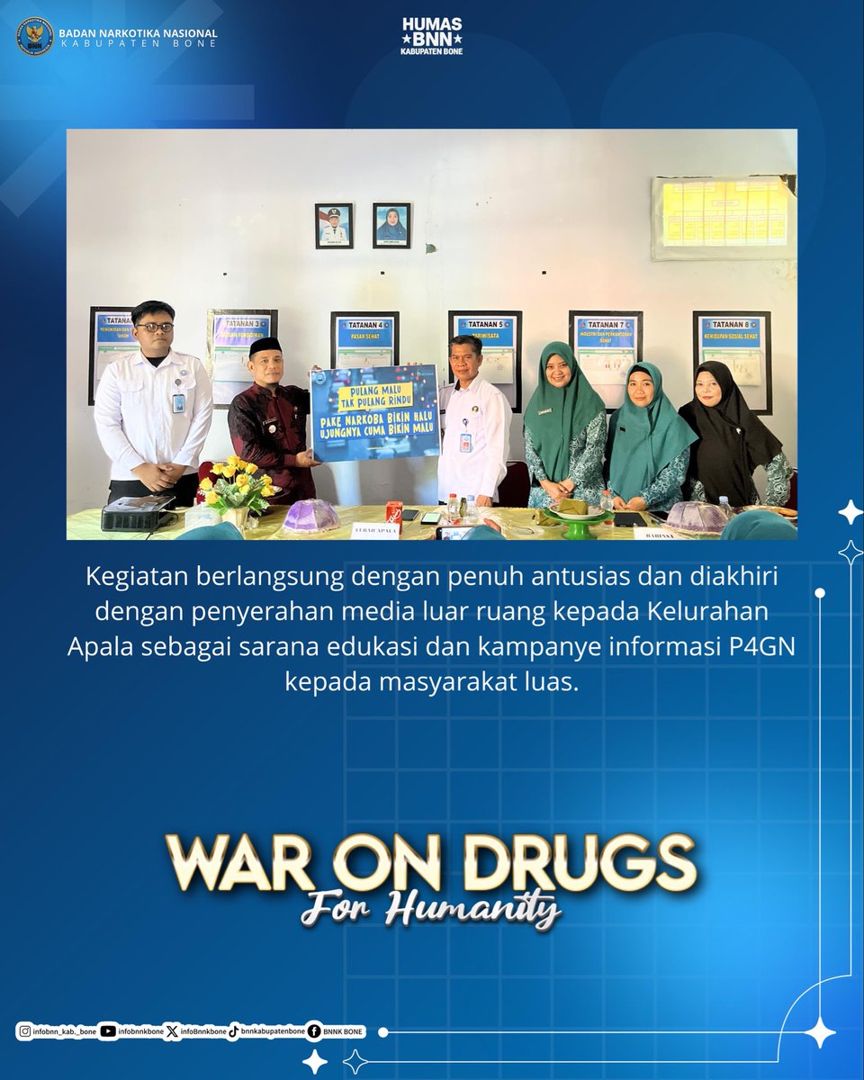 infoBnnkbone's tweet photo. Dari Kelurahan Apala, Kepala BNN Kabupaten Bone Gaungkan Perang Melawan Narkoba Bersama TP PKK

“Perang melawan narkoba dimulai dari keluarga, diperkuat oleh kepedulian bersama.” https://t.co/gyyZKKQ3on