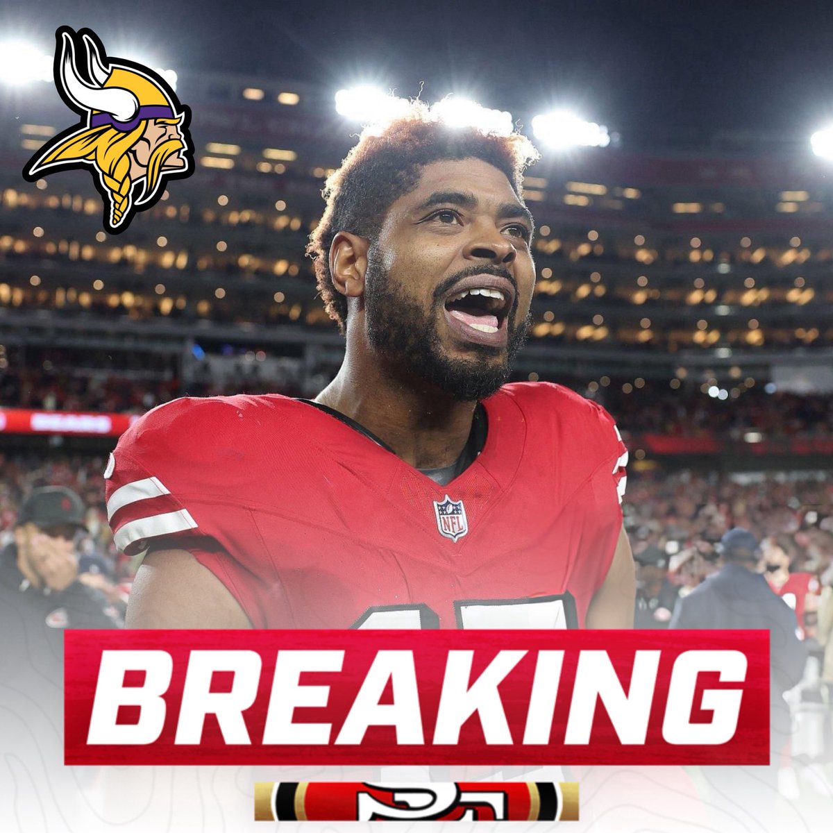 Former #49ers free-agent WR Jauan Jennings and the Minnesota Vikings reached agreement today on a one-year deal worth up to $13 million, per <a href="/AdamSchefter/">Adam Schefter</a>